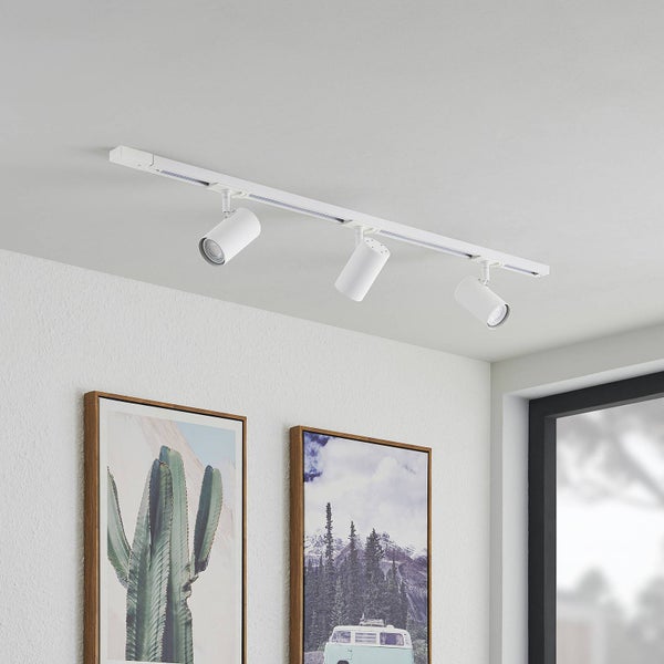 Lindby Stromschienenleuchte Linaro (Modern) in Weiß aus Metall (3 flammig, GU10) - 1-Phasen Stromschiene Stromschienenstrahler Wohnzimmerleuchte