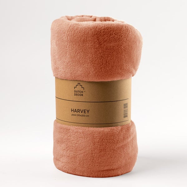 Gerollte orangefarbene Kuscheldecke 150x200 cm von Dutch Decor