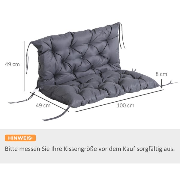 Outsunny Bankauflage, Sitzkissen, 100 x 98 x 8 cm, Baumwolle, Dunkelgrau