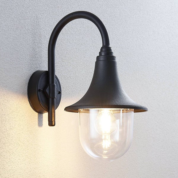 Lindby Wandleuchte außen Nalevi (spritzwassergeschützt (Modern) in Schwarz (1 flammig, E27) - Außenwandleuchten Wandlampe Led Außenlampe Outdoor für Außenwand/Hauswand