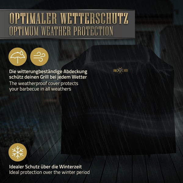 BBQ#BOSS Premium Grillabdeckung, Größe M 147x61x122 cm, aus Oxford-Stoff, Reißfest, Heavy Duty Outdoor BBQ Abdeckung, Gasgrill Abdeckhaube Wetterfest, Grill Schutzhülle Wasserdicht, Grillhaube Cover
