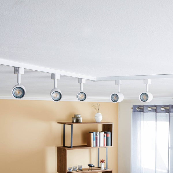 PRIOS Stromschienenleuchte Jorell (Modern) in Weiß aus Aluminium (5 flammig, GU10) - 1-Phasen Stromschiene Stromschienenstrahler Wohnzimmerleuchte