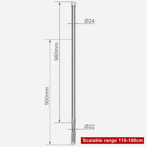 Teleskop-Duschstange  110-180 cm. Ø 25 mm Chrom