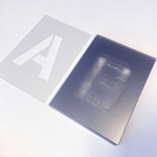 QBIX Großformat A5 Buchstaben-Vorlagen-Set - Komplettes Alphabet - Schrifthöhe von 12 cm