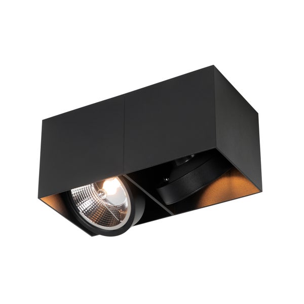 Design-Spot schwarz rechteckig AR111 2-flammig - Box