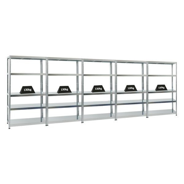 PROREGAL Mega Deal 5x Schwerlastregal Steel Eagle HxBxT 180 x 100 x 40 cm Fachlast 130 kg Verzinkt