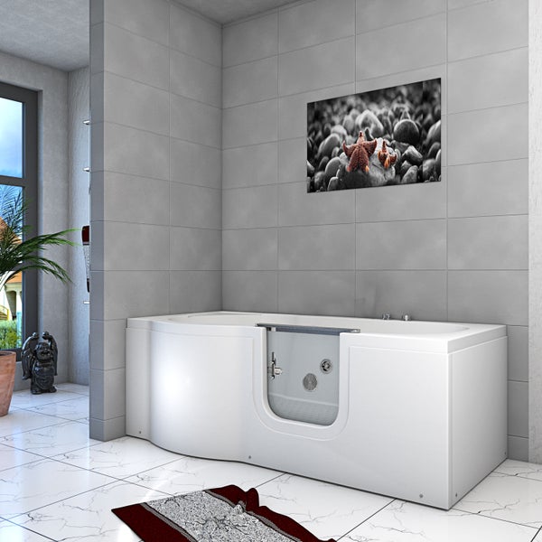 Sitzwanne Whirlpool Badewanne mit Tür S12-WP-R 85x170cm