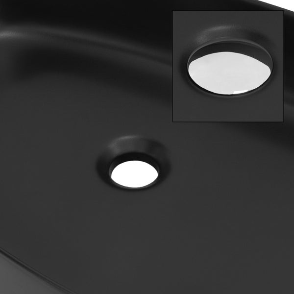 ML-Design Waschbecken aus Keramik in Schwarz matt 55 x 42 x 14 cm, Oval, Moderne Aufsatzwaschbecken, Design Waschtisch Aufsatz-Waschschale Waschplatz Handwaschbecken, für das Badezimmer / Gäste-WC