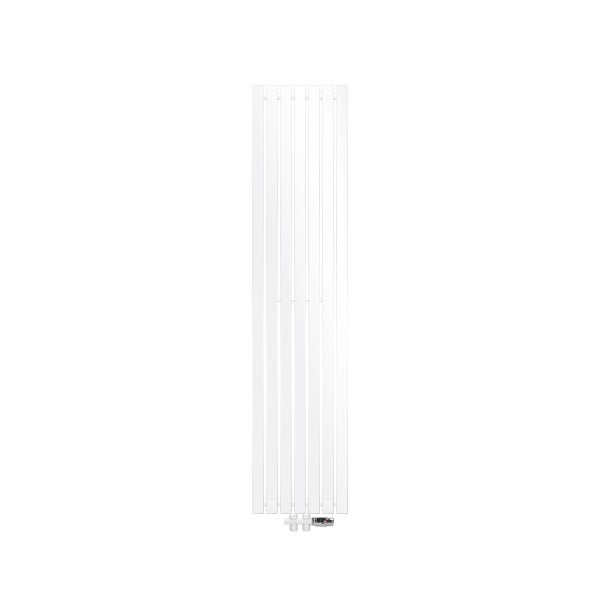 LuxeBath Paneelheizkörper Stella Mittelanschluss Vertikal 370 x 1600 mm Weiß inkl. Anschlussgarnitur mit Thermostat Durchgangsform Bodenanschluss, Heizkörper Flach, Badheizkörper Einlagig Bad Heizung