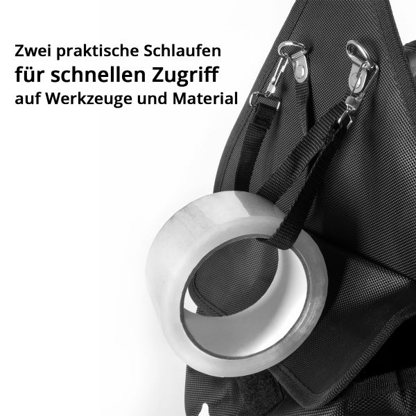 Werkzeugtasche mit 11 Außentaschen und 2 großen Innenfächern