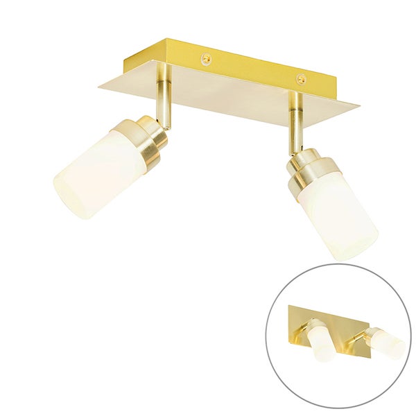 Deckenleuchte mit zwei Strahlern und schwenkbaren Leuchtenköpfen