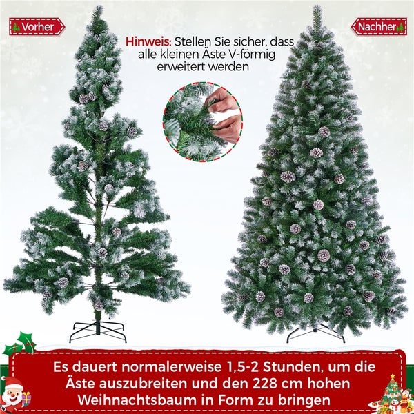 Yaheetech 228 cm künstlicher Weihnachtsbaum mit Schnee , Grün