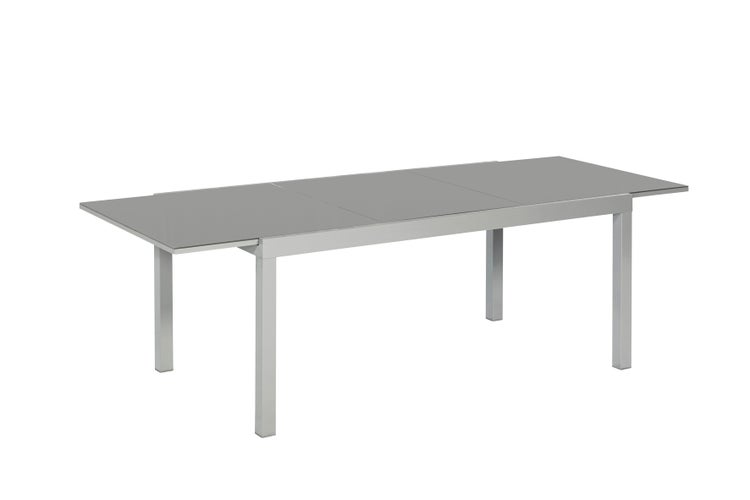 Semi Ausziehtisch, 180 (250) x 90 cm, Silber, Aluminium