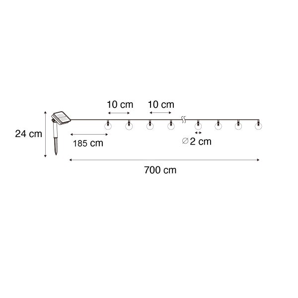 Outdoor-Lichterkette 7m inkl. LED 50-Licht RGBW Solar - Festival