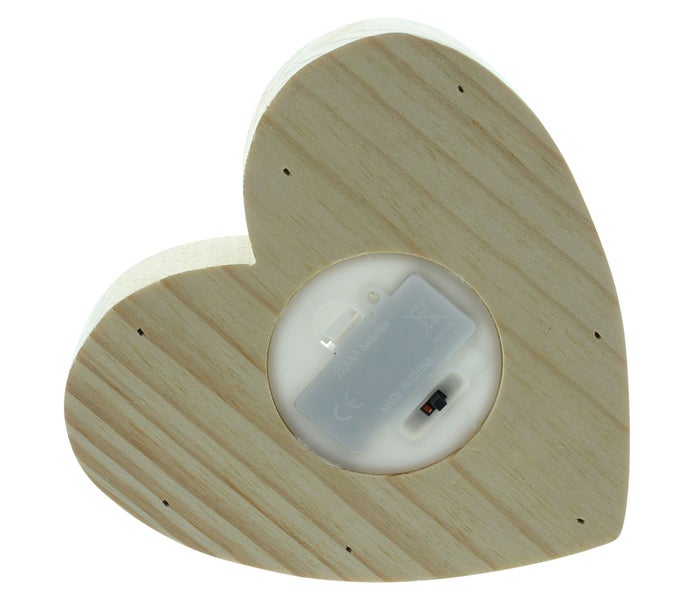 FRANK FLECHTWAREN | LED-Deko Liegendes Herz, HOLZ, KUNSTSTOFF, 15 x 4 x 15 cm