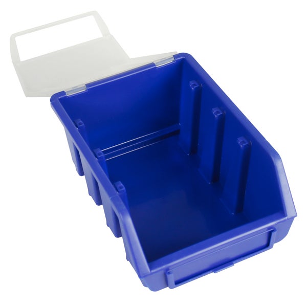 PROREGAL Sichtlagerbox 2 mit Deckel | HxBxT 7,5x11,6x16,1cm | Polypropylen | Blau