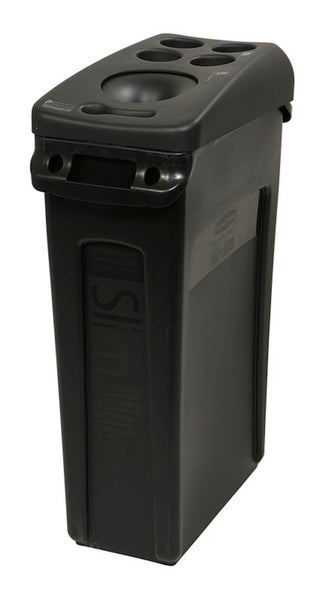 PROREGAL Rubbermaid Slim Jim Mülleimer Mit Belüftungskanälen 87 Liter HxBxT 76,2 x 28 x 56 cm Schwarz