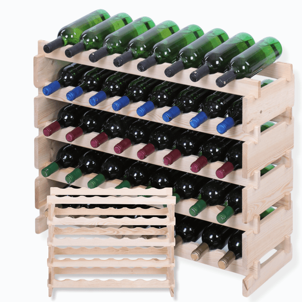 Weinregal VINOTECA FLEX PRO HxBxT 65x84x28cm 40 Flaschen auf 5 Ebenen Massives Kiefernholz Braun geölt
