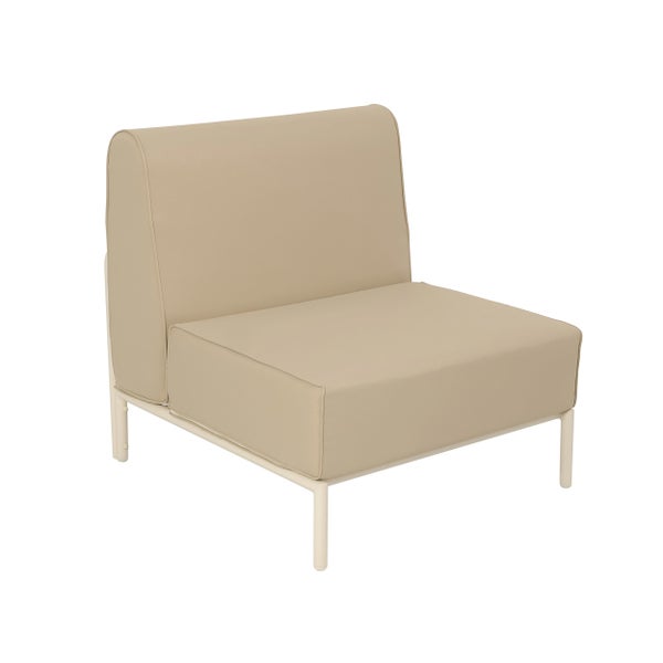 Loungesessel-Mittelteil ohne Armlehnen, beige Polster auf Metallgestell.
