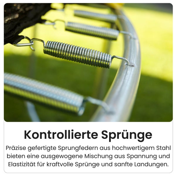 Detailaufnahme von Trampolinfedern aus Stahl