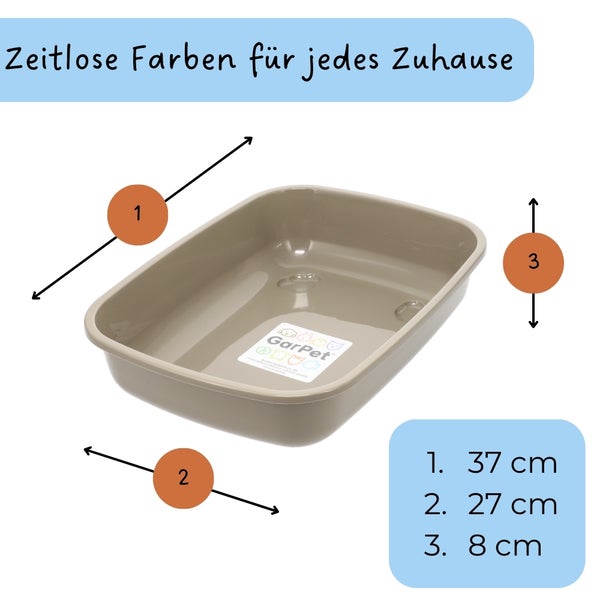 GarPet Katzenklo in 5 Größen Katzentoilette ohne Deckel Katzen Kaninchen Toilette Kitten Hasen Klo WC Schalentoilette Klo grau eckig Junior