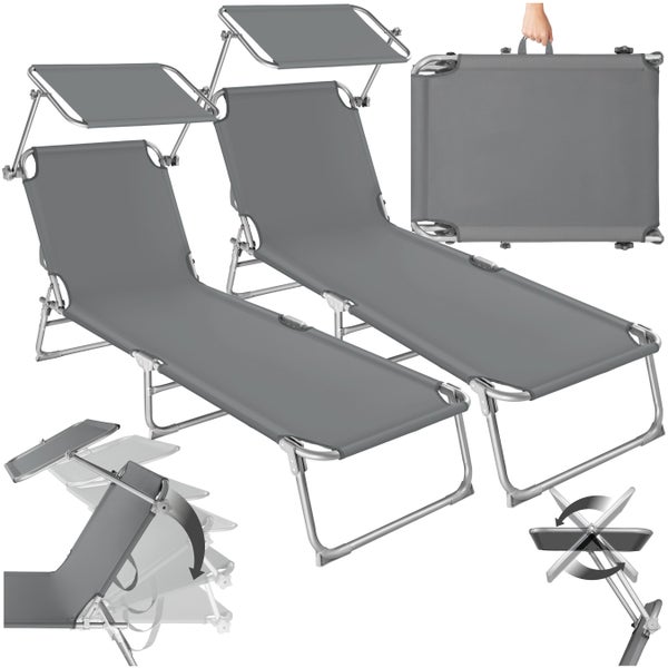 2er Set Gartenliege tectake  190 x 68 x 28 cm klappbar grau
