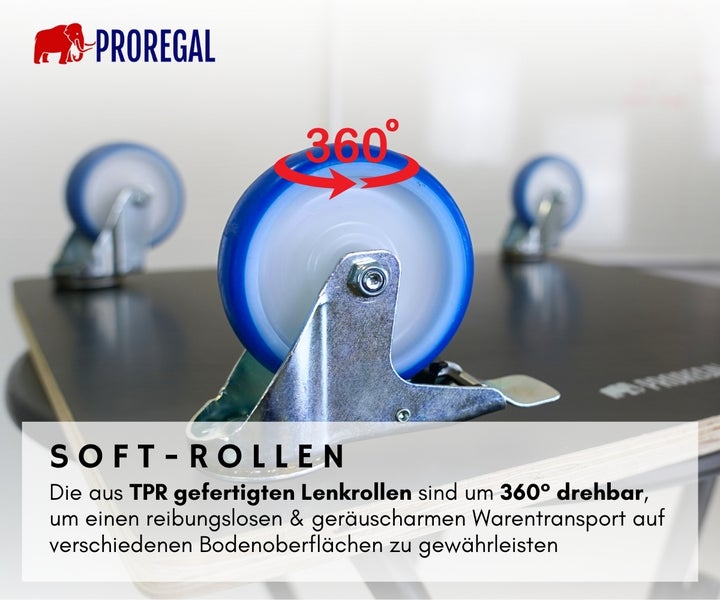 Lenkrollen aus thermoplastischem Gummi, um 360 Grad drehbar für reibungslosen und geräuscharmen Warentransport