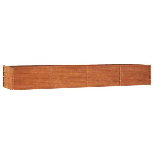 Langes, rechteckiges Hochbeet aus Holz für den Garten.