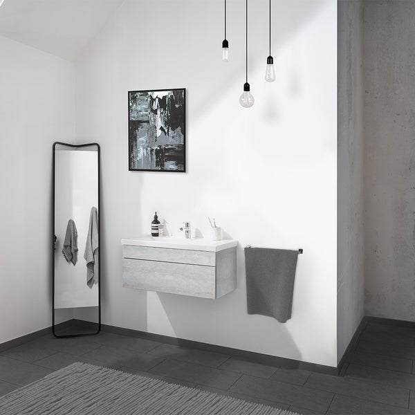 Home Deluxe - Badmöbel-Set - WANGEROOGE BIG Grau - Small - inkl. Waschbecken und komplettem Zubehör - Breite Waschbecken: 60 cm | Badezimmermöbel Waschtisch Badmöbelset