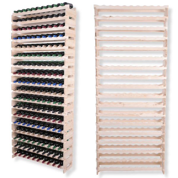 Weinregal VINOTECA FLEX PRO HxBxT 247x103x28cm 180 Flaschen auf 18 benen Massives Kiefernholz Natur unbehandelt
