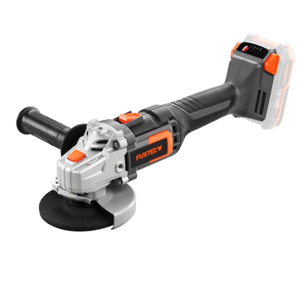 Fuxtec Akku-Winkelschleifer 20 Volt mit Zusatzhandgriff und Trennscheibe.