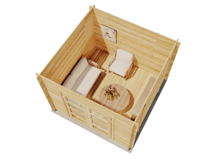 Alpholz Gartenhaus Paloma Sol aus Holz in Naturbelassen, Holzhaus mit 28 mm Wandstärke inkl. Fußboden