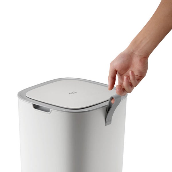 PROREGAL Moderner Quadratischer Abfalleimer Mit Smart Sensor 30 Liter HxBxT 59 x 27 x 27 cm Weiß