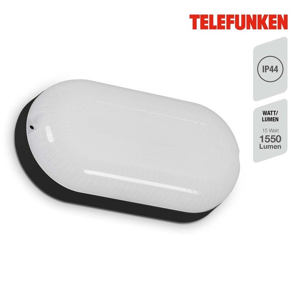 Telefunken LED Wandleuchte 15W Außenwandleuchte Außenlampe Schwarz Kunststoff