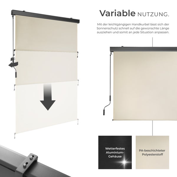 Senkrechtmarkise tectake Eloise inkl. Wandhaltern verschiedene Größen beige