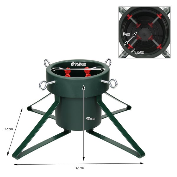 ECD Germany Weihnachtsbaumständer mit Wasserschale und 4 Feststellschrauben, Dunkelgrün, Metall Christbaumständer, Tannenbaumständer für Bäume bis 210 cm Höhe, Sternförmige Weihnachtsbaum Ständer