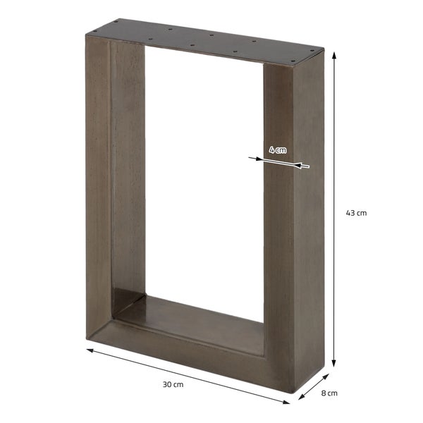 ECD Germany 2er Set Tischbeine 30x43 cm, Dunkelgrau, Stahl pulverbeschichtet, Industriestil, Vierkantprofil, Metall Tischkufen, Tischuntergestell Tischgestell Möbelfüße Bankkufen Bankgestell Bankbeine
