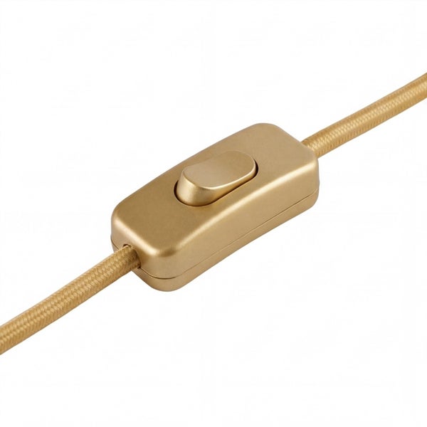 Goldfarbener Schnurschalter mit Textilkabel für Leuchten.