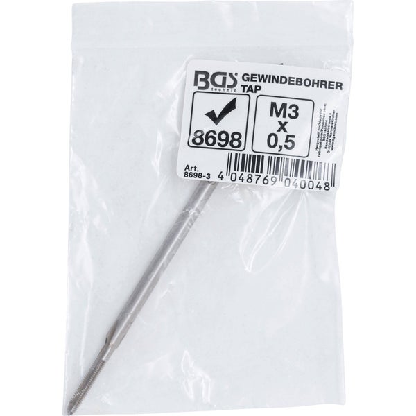 BGS Gewindebohrer M3 x 0,5 in Verpackung