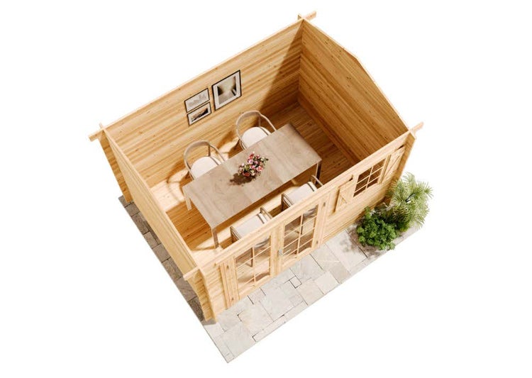 Alpholz Gartenhaus Luisa-28 Gartenhaus aus Holz in natur, Holzhaus mit 28 mm Wandstärke, Blockbohlenhaus mit Montagematerial imprägniert