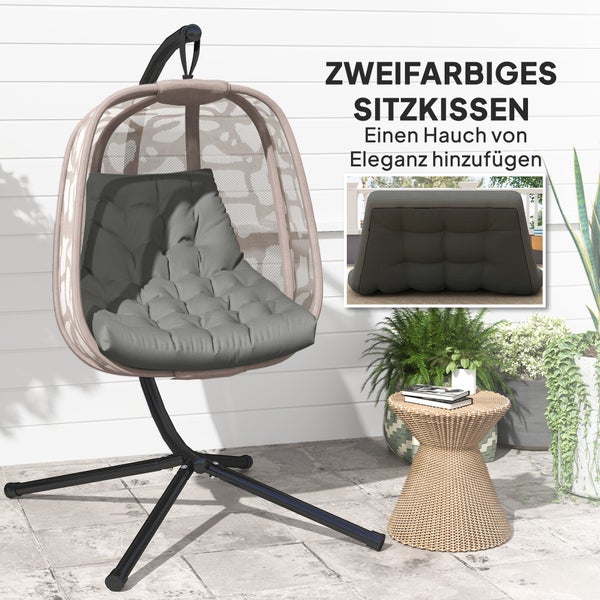 Outsunny Sitzkissen, 120x100 cm Stuhlkissen mit Rückenlehne, 8cm dick Polsterauflage, wasserabweisend Sitzpolster für Schaukelstühle und Hängekörbe, Grau