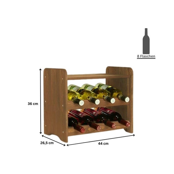 PROREGAL Weinregal Pinotwine C HxBxT 36 x 44 x 26,5 cm 8 Flaschen Massives Kiefernholz Braun Geölt