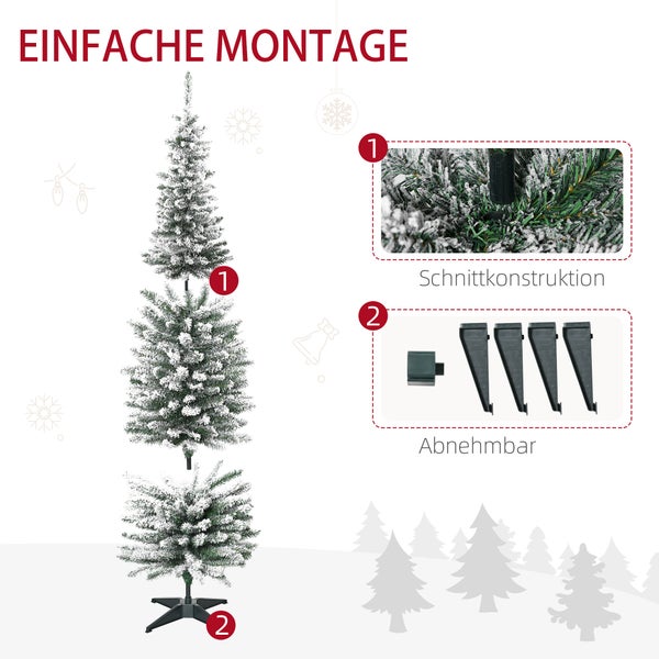 HOMCOM Künstlicher Weihnachtsbaum, 180 cm mit Kunstschnee, mit 390 Astspitzen abnehmbar Standfuß, für Weihnachtsfest, Indoor, grün
