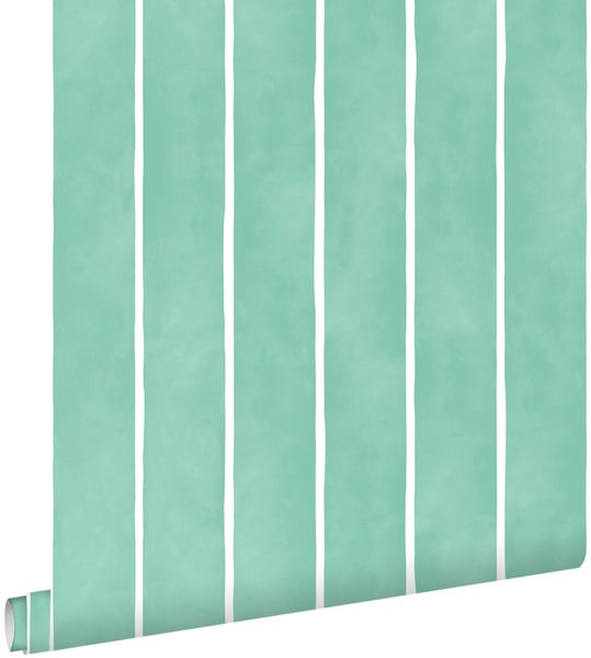 ESTAhome Tapete Streifenmuster Grün und Weiß - 50 x 900 cm - 131309