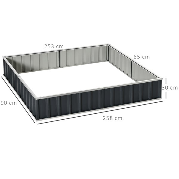 Outsunny Hochbeet, 258L x 90B x 30H cm, Stahl, grau