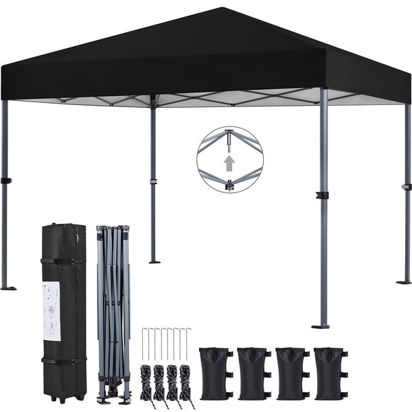 Faltpavillon mit Zubehör wie Tragetasche, Heringe, Seile und Sandsäcke