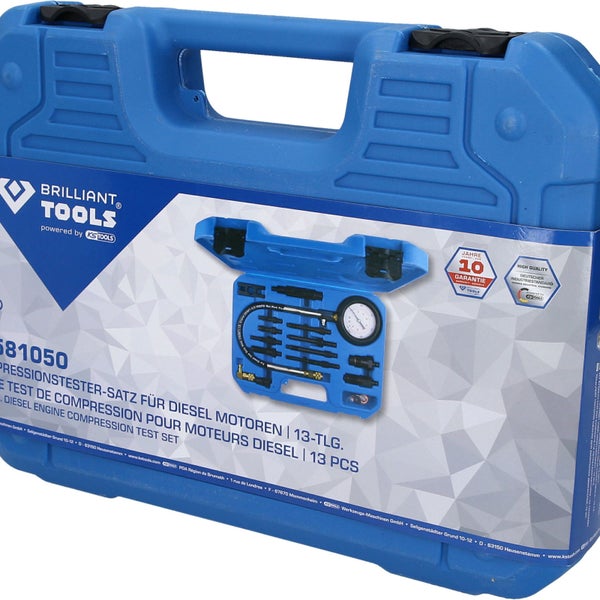 BRILLIANT TOOLS Kompressionstester-Satz für Diesel Motoren 15tlg. - BT581050