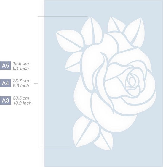 QBIX Rose Schablone - A4 Größe - Kunststoff - Schablone