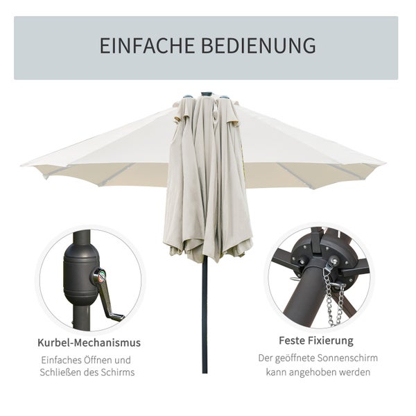 Outsunny Sonnenschirm, 256L x 440B x 240H cm, Metall, Polyester, weiß
