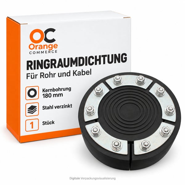 Ringraumdichtung für Kernbohrung 180 Millimeter mit verzinkten Stahlkomponenten von Orange Commerce